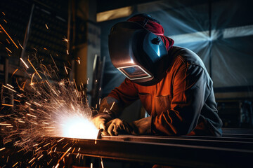 Expert Welder in Action at Industrial Workshop
