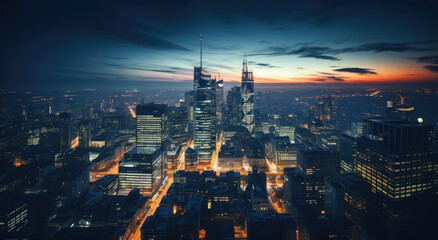 Obraz premium Skyline Splendor: City Nightscape at Dusk