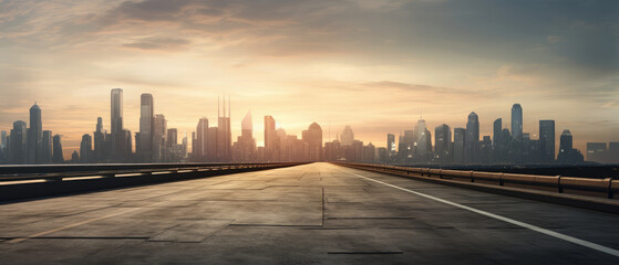 Obraz premium Dawn's Golden Hour Over Metropolitan Skyline