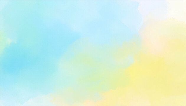 Fototapeta 水色と黄色のかわいい抽象画イラスト背景