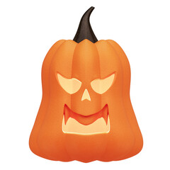 Pumpkin halloween carved 3D character isolated on transparent backgrounds, Jack O Lantern concept