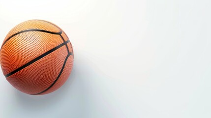 Obraz premium Realistic basketball texture, centered on blank background, spacious area for text below