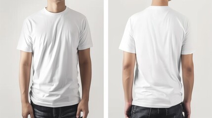 白いTシャツのモデル