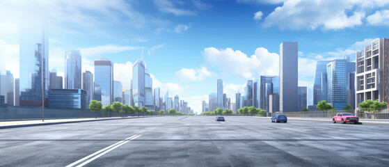 Obraz premium Urban Serenity: Cityscape with Tranquil Boulevard