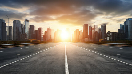Fototapeta premium Empty Urban Highway at Sunrise