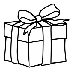 Line art gift box isolated on white