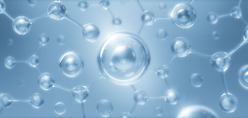 Molecule structure, Cosmetic laboratory chemical background, 3D rendering