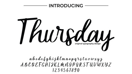 Thursday Font Stylish brush painted an uppercase vector letters, alphabet, typeface