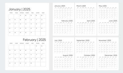 yearly calendar template 2025, wall calendar 2025, minimalist wall calendar