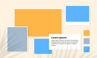 Mood board template design. Blank photo frame collage. Vector illustration