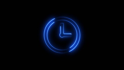 neon clock icon illustration .