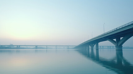 Fototapeta premium Tranquil Bridge Over Serene Water at Dawn