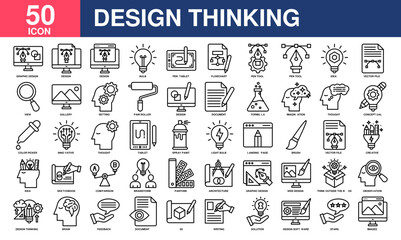 Design thinking icon collection set. Simple Line vector
