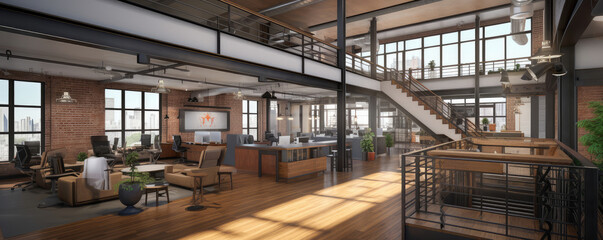 Fototapeta premium Spacious Modern Office Interior with Natural Light