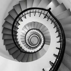 A captivating black and white spiral staircase design showcasing elegant curves and style.