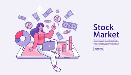 Advertising. Loan lending of money from bank, personal loans. Cartoon People Vector 