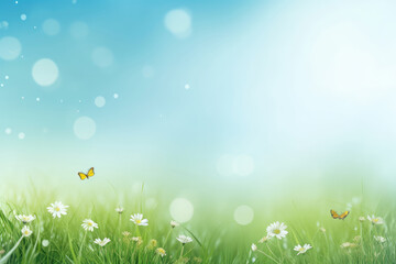Fototapeta premium Serene Spring Meadow with Butterflies