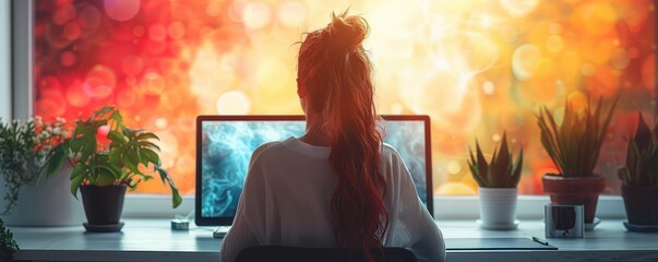 Blended work scenario with a laptop and a yoga mat, balanced lifestyle, integrating work and wellness