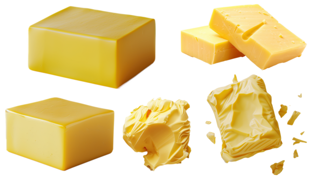 Smooth Butter on a 100 Percent Transparent Background for Food and Dairy Concepts