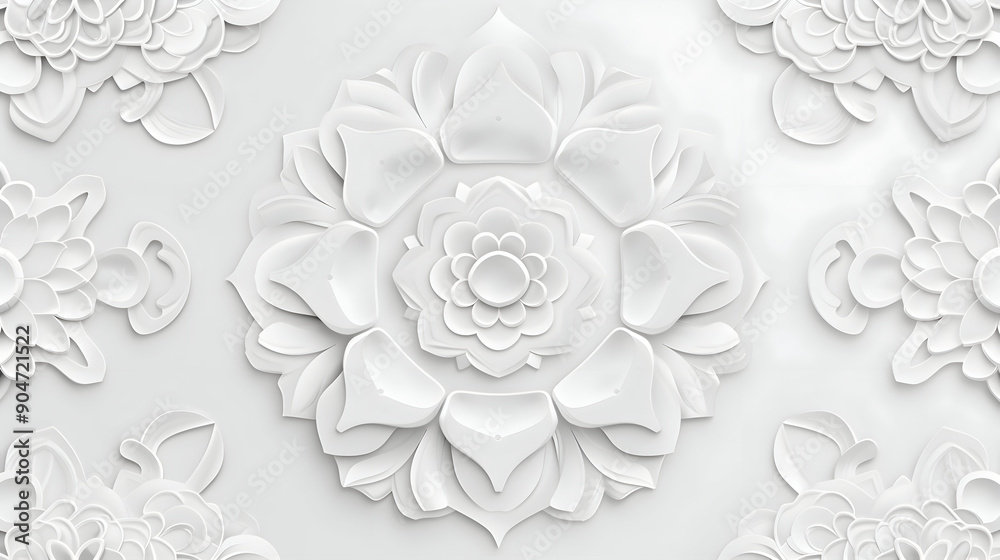 Wall mural 3d elegant luxury home ceiling wall wedding mandala background,generative ai