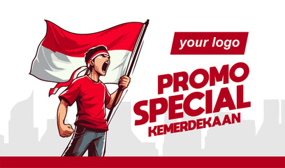 template commemorating indonesian independence day august 17, 1945