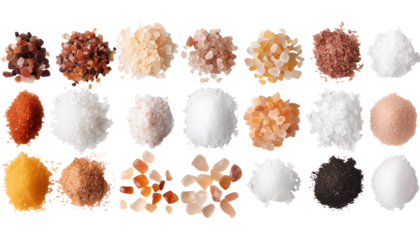 Collection of Salt Varieties Isolated on a Transparent Background