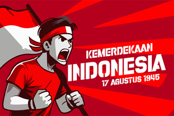 template commemorating indonesian independence day august 17, 1945