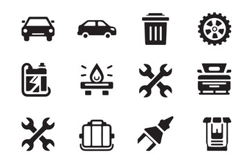 Comprehensive Auto Service Icon Set Car Repair, Maintenance, and Inspection