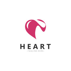 Heart logo design template, luxury ribbon Valentines day and love stripe