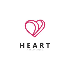 Heart logo design template, luxury ribbon Valentines day and love stripe