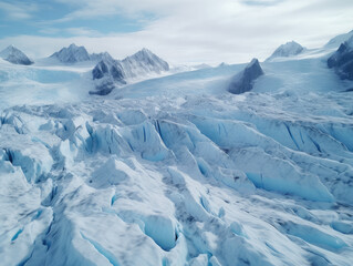 Majestic Icy Terrain: Aerial View of a Glacial Landscape