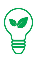 led bulb and green leaf flat icon