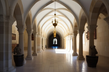 Fototapeta premium Majestic Archways in a Sunlit Historic Corridor