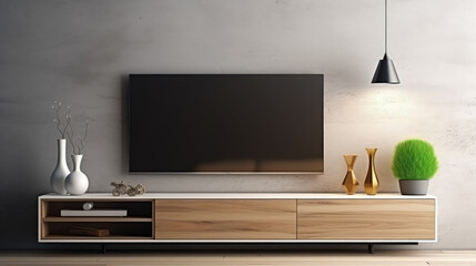 Elegant Modern Living Room with Wall-Mounted TV Setup