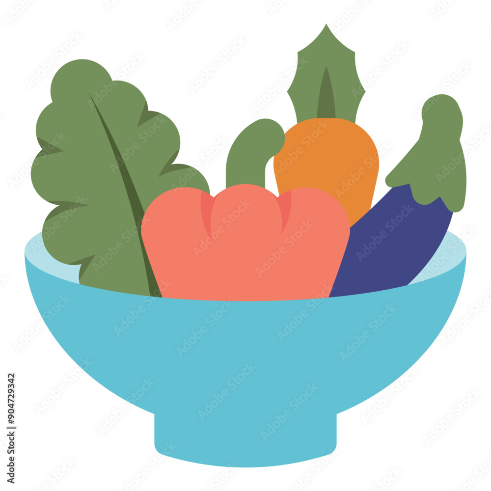 Poster fresh vegetables bowl flat icon