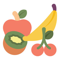 fresh fruit foods flat icon