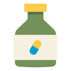 vitamin supplements bottle flat icon