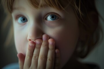 Child covering mouth with hand