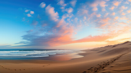 Fototapeta premium Serene Sunset on a Deserted Sandy Beach