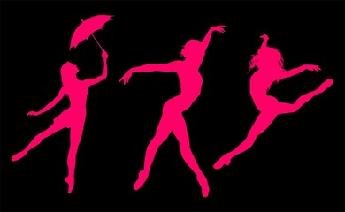 Fototapeta premium baile, danza, silueta, bailarina, danza ritmica, silueta, deporte, ballet, vector, ballet, movimiento 