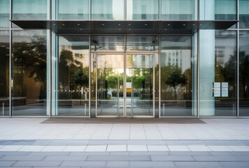 Glass Facade Corporate Building Main Entrance