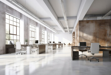 Spacious Modern Office with Sunlight and Clean Design