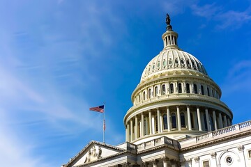 American flag and US Capitol building