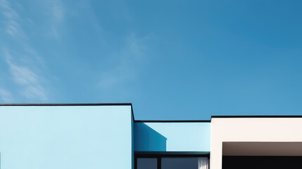 Fototapeta premium Contemporary Home Exterior Against Clear Blue Sky
