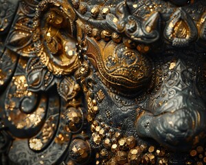 Fototapeta premium Unleash the beauty of gold in art and jewelry through a creative tilted angle view Illustrate the richness of this metals cultural significance over time with a blend of artistic flair and historical 