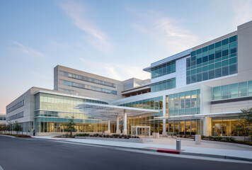 Obraz premium Modern Hospital Architecture at Twilight