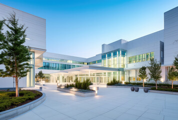 Twilight Ambiance at Contemporary Office Building