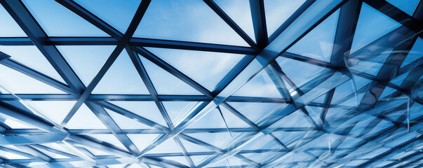 Obraz premium Modern Glass Building Facade with Geometric Pattern