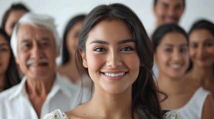 Obraz premium Woman smiling in a crowd