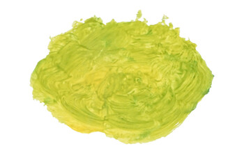 abstract yellow stroke water color brush isolated on white background